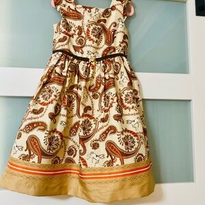 Janie and Jack Cream and Brown Paisley Dress